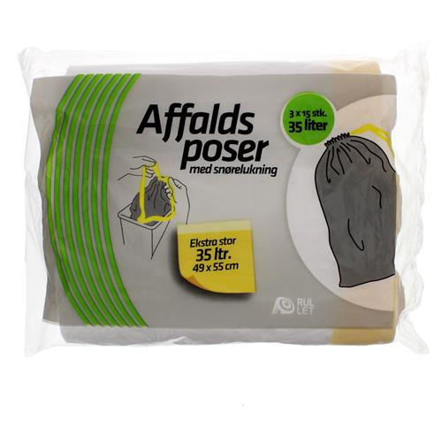 Plastpose rl. LD 49x55 cm.m/snøreluk 3 x 15 stk.